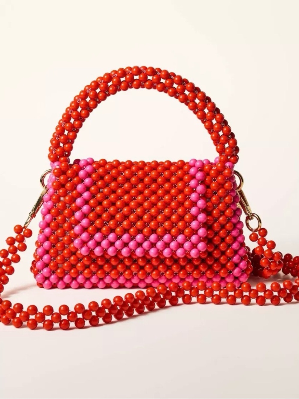 Kate Spade x Target Red & Pink Colorblock Beaded Crossbody Handbag